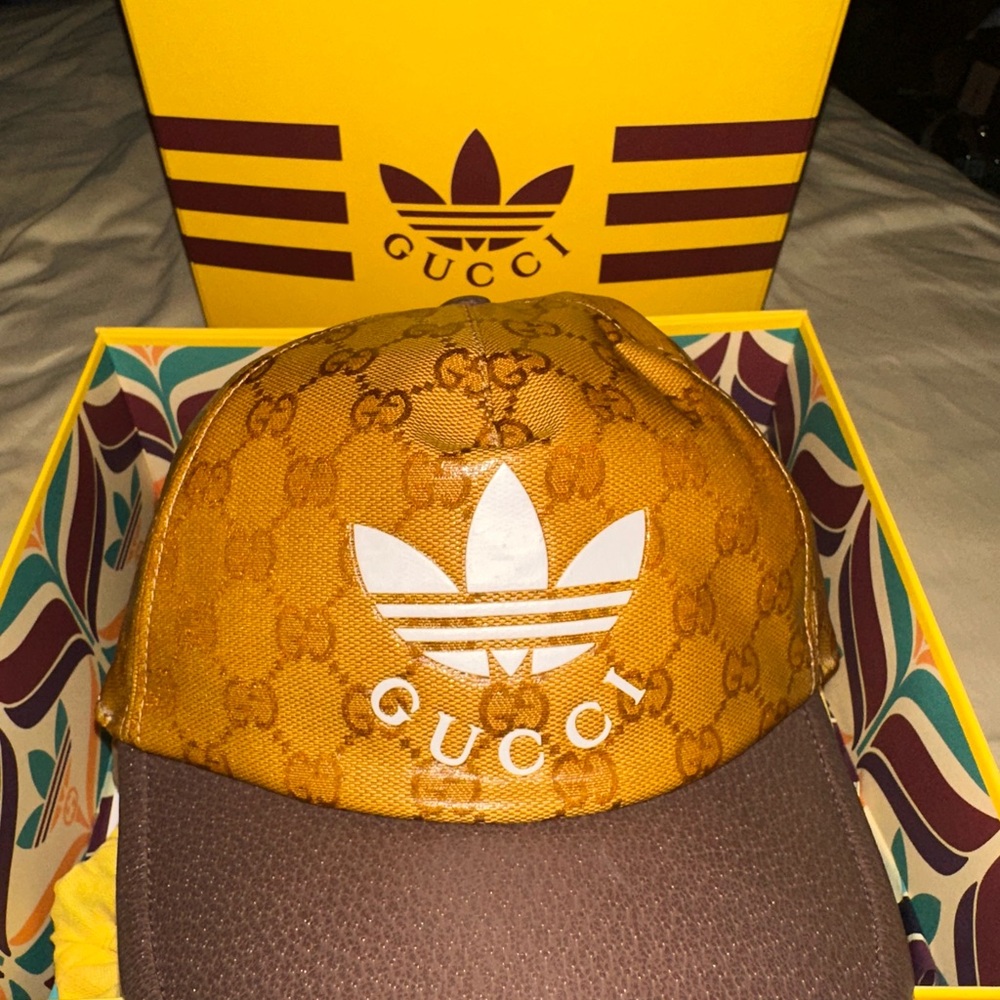 Gucci x Adidas Brown and Gold Hat - Picture 2 of 4